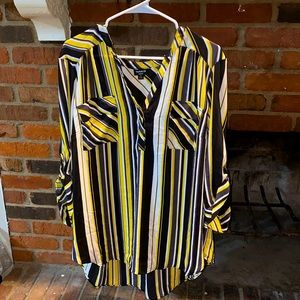 Torrid Yellow, white & black striped blouse